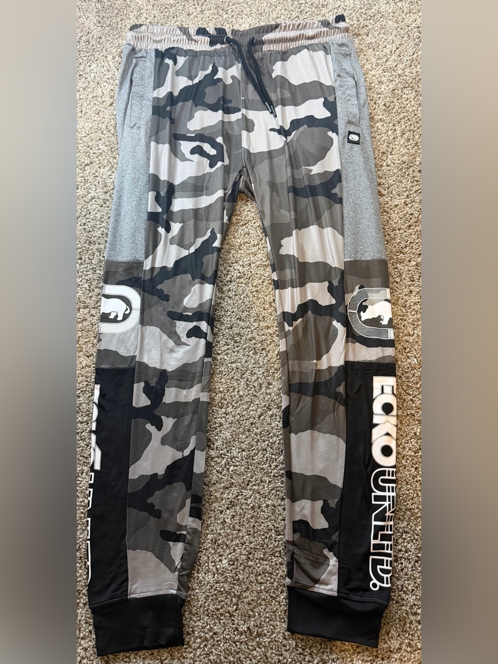 NWT Ecko Unltd Camo Jogger Pants Mens Medium Gray Black Athletic Streetwear